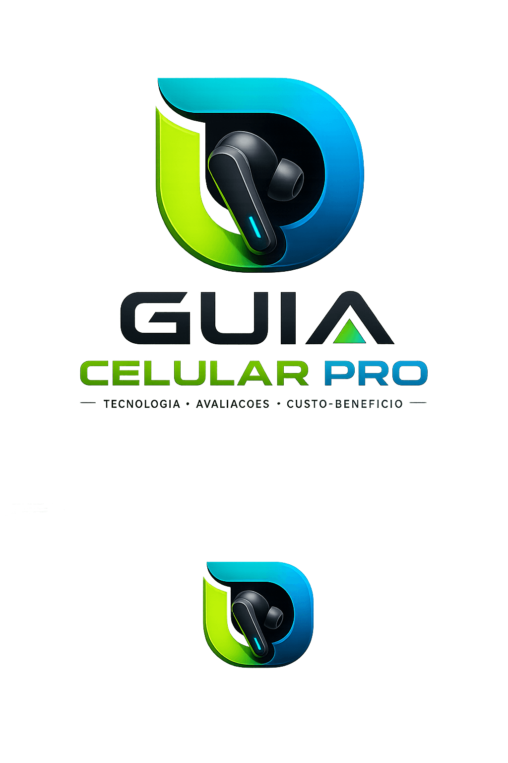 Logo do site Guia Celular Pro com ícone de fone bluetooth moderno