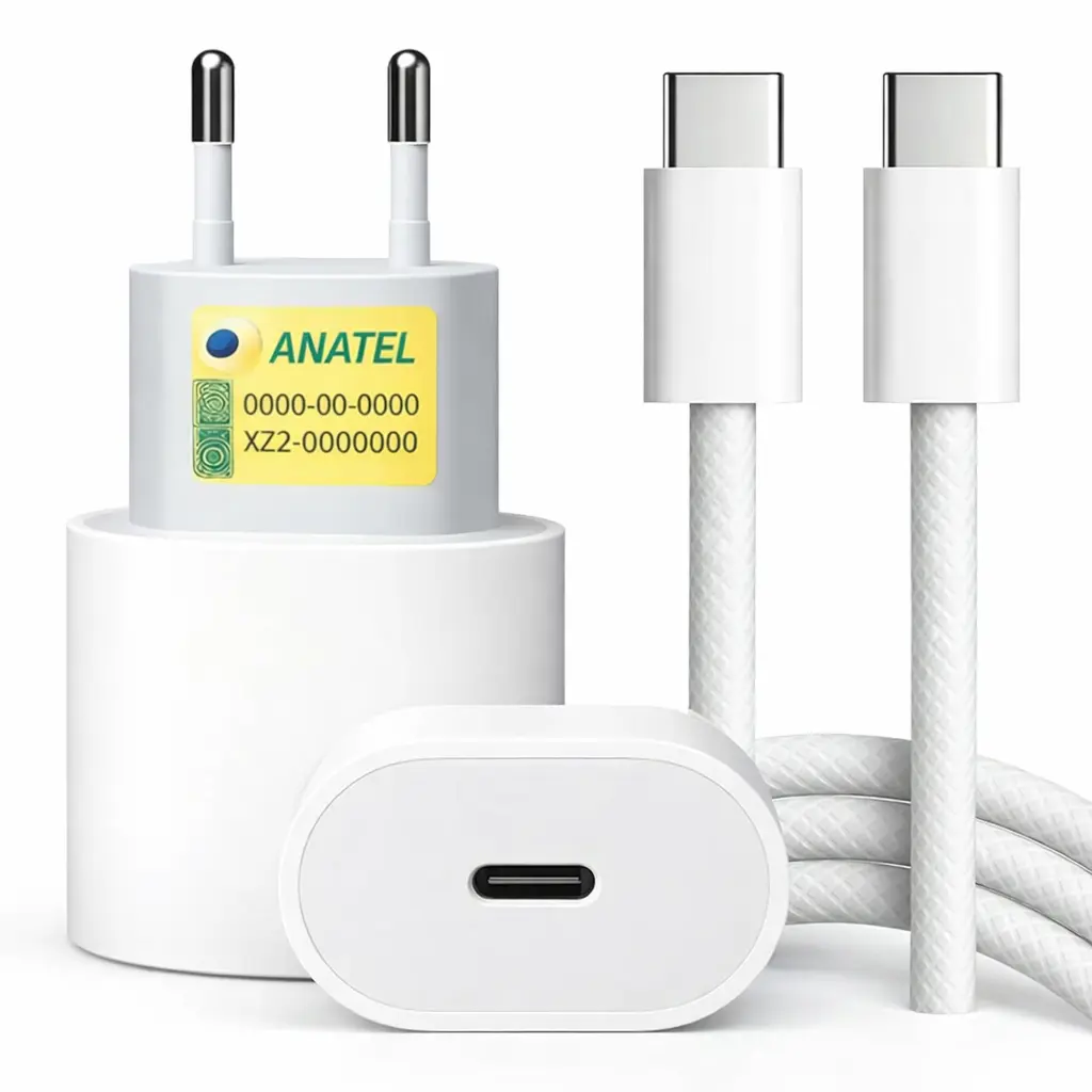 Carregador 25W para iPhone USB-C com cabo trançado em oferta no Mercado Livre