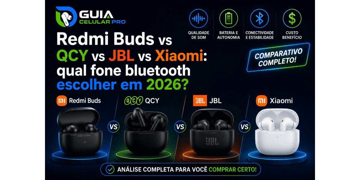 Redmi Buds vs QCY vs JBL vs Xiaomi em 2026