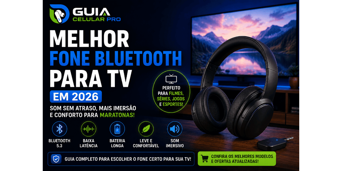 Melhor fone Bluetooth para TV em 2026 com baixa latência, bateria longa e som de alta qualidade para filmes e séries