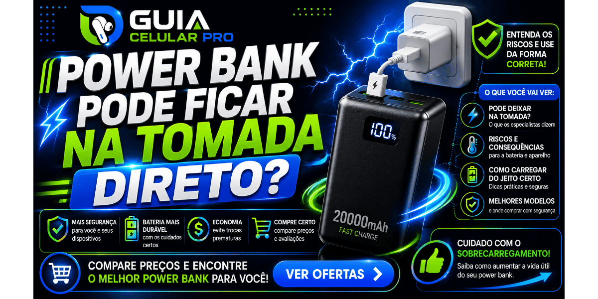Power Bank Pode Ficar na Tomada Direto? Entenda os riscos, cuidados e a forma correta de carregar em 2026